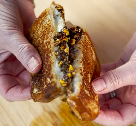 Garlic Chili Crispy Grilled Cheese