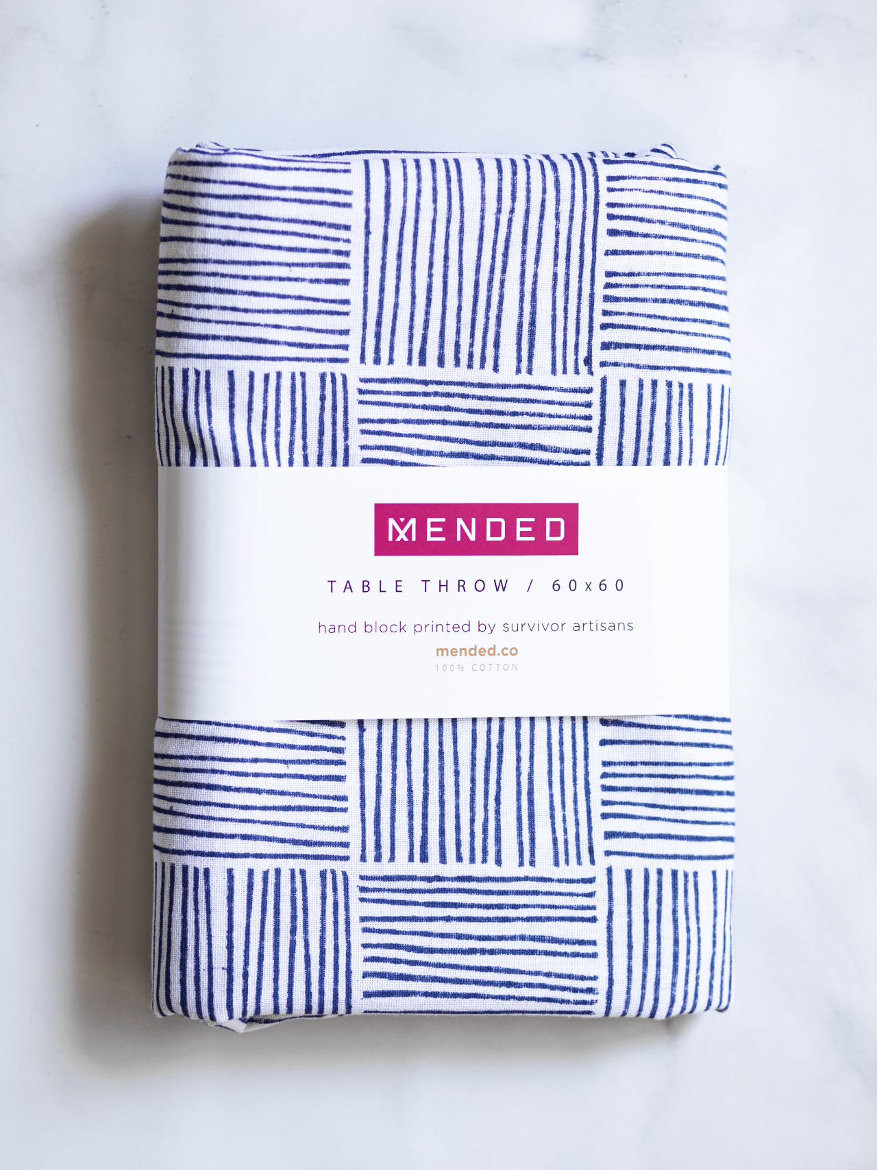 Mended - Table Throw - Striped, Navy