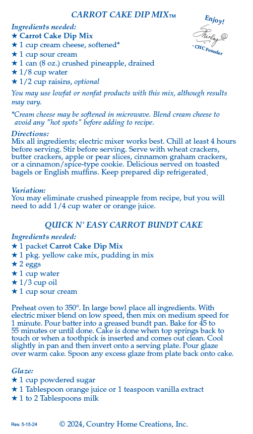 Country Home Creations - Carrot Cake Dip Mix