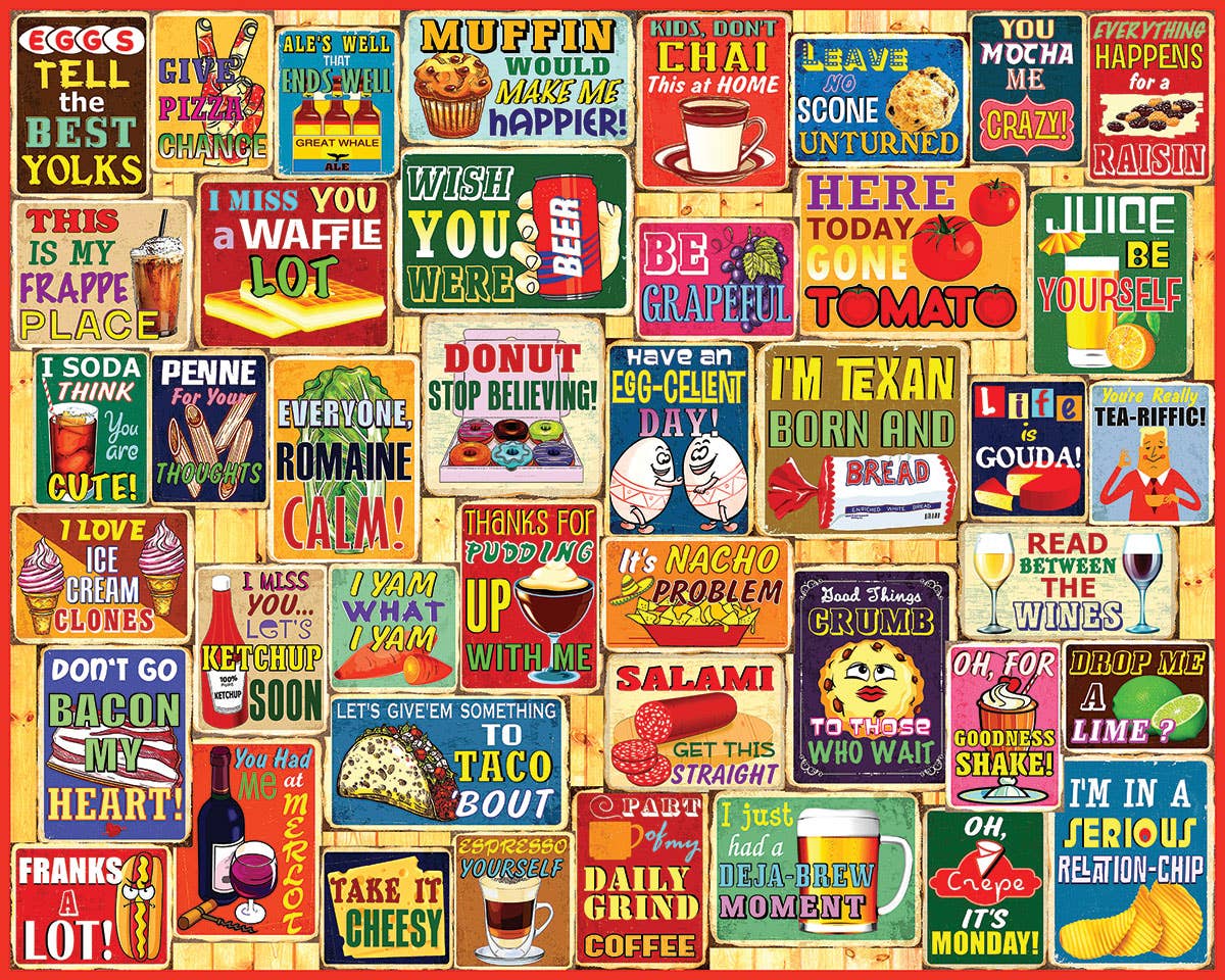 Food & Drink Puns (1803pz) - 1000 Piece Jigsaw Puzzle