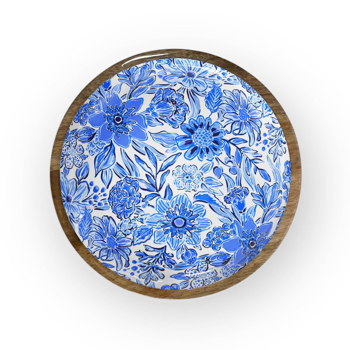 Blue Floral Round Trays 10"