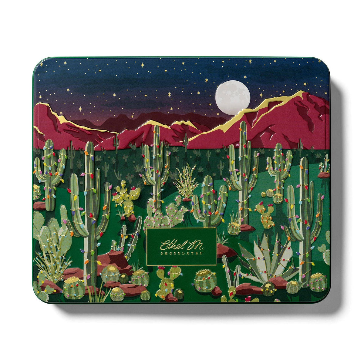 Ethel M Chocolates - LIMITED PREMIUM 16-PIECE HOLIDAY CACTUS LIGHTS TIN