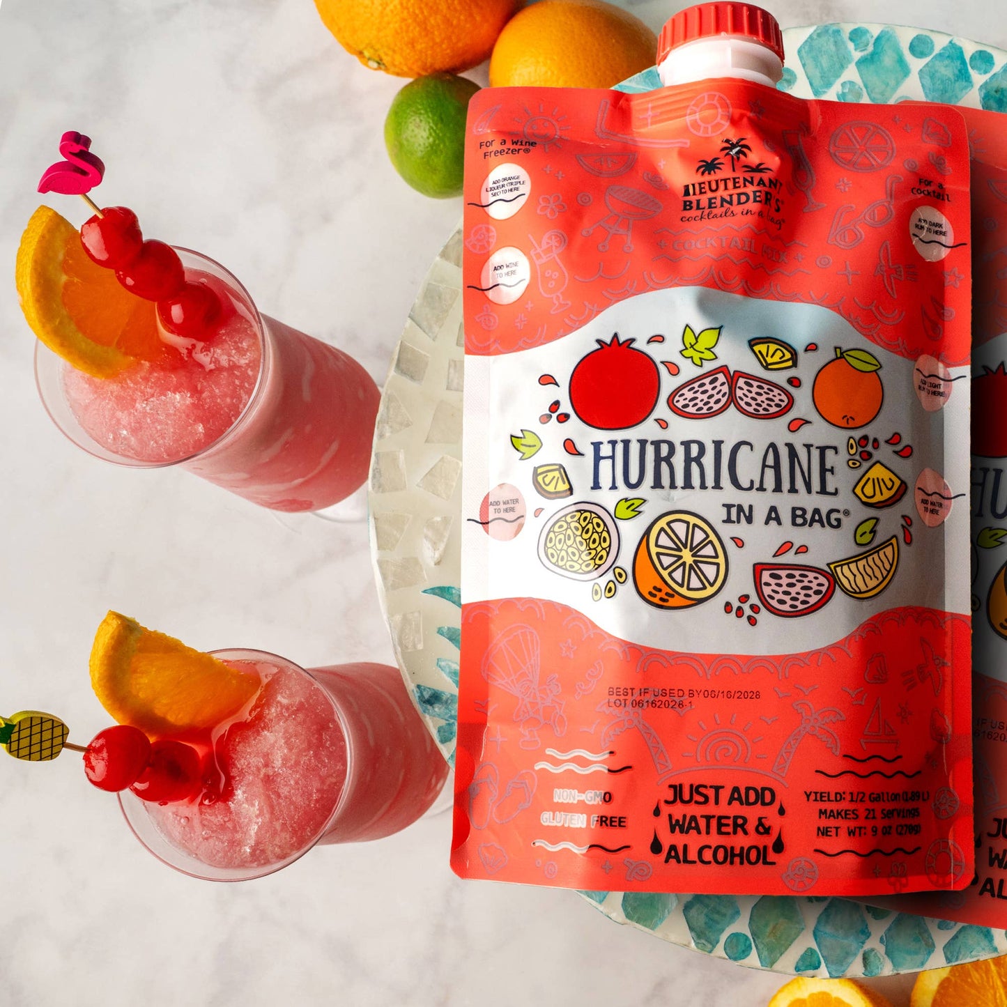 Lieutenant Blender's Cocktail Mixes - Hurricane in a Bag® Cocktail / Mocktail Slushie Mixer