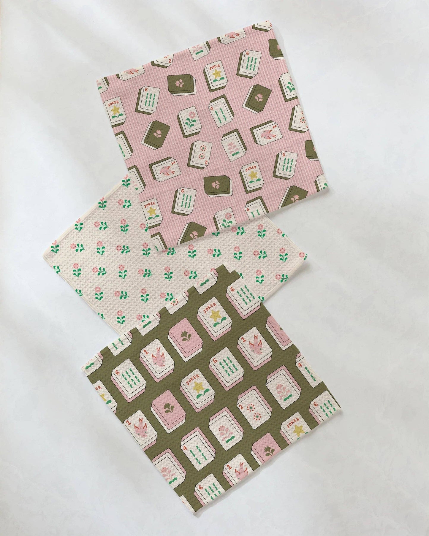 Flower Tiles Dishcloth Set - Mahjong