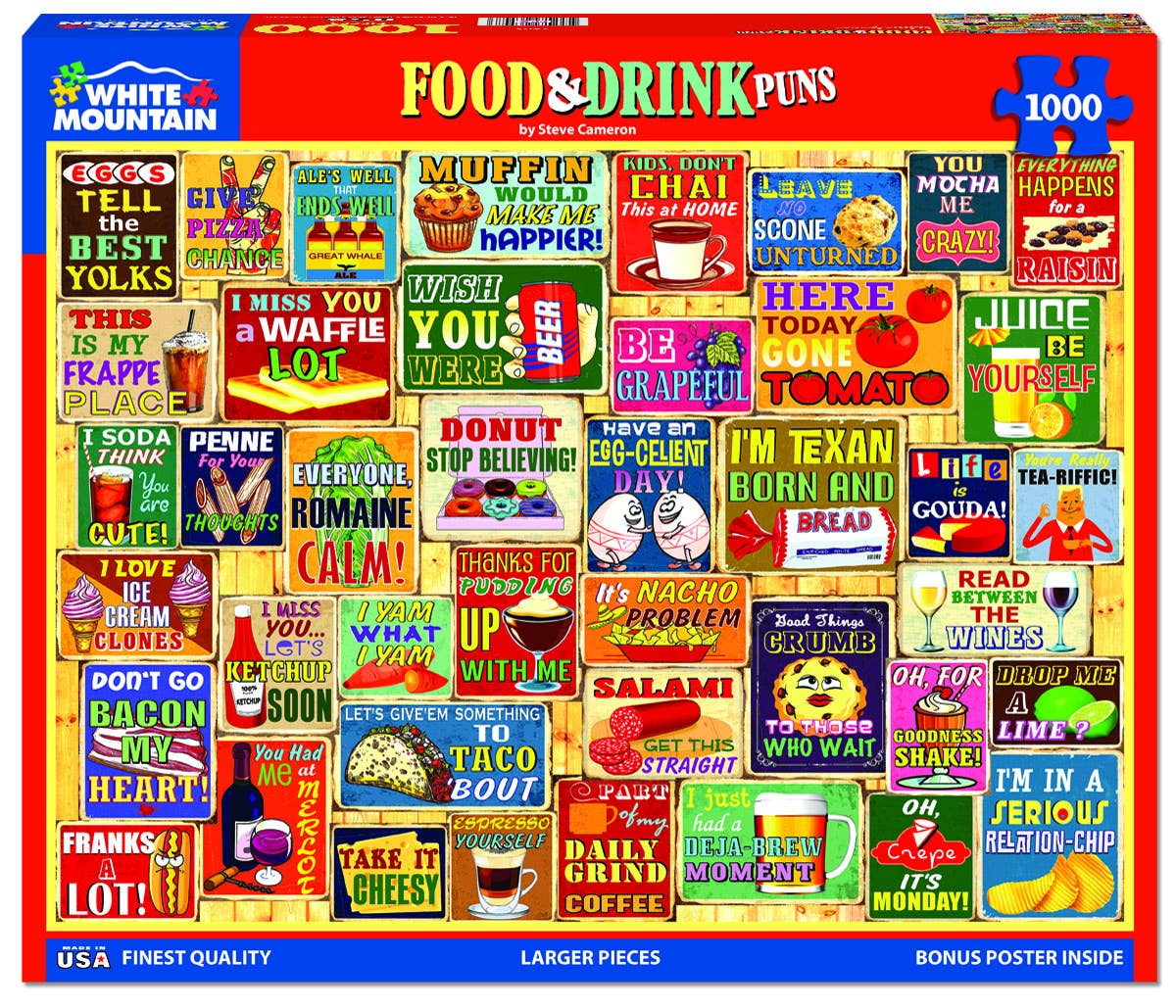 Food & Drink Puns (1803pz) - 1000 Piece Jigsaw Puzzle