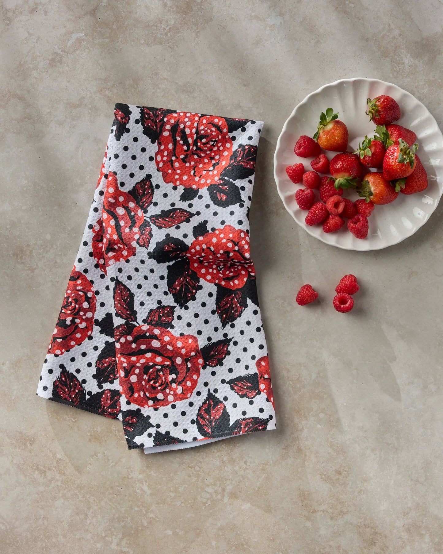 Geometry - Polka Rose Tea Towel