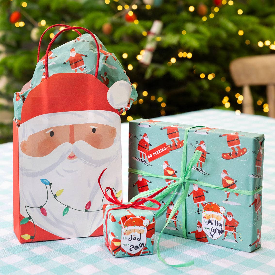 Fun Guy Santa Christmas Paper Gift Bags | 8 Pack |