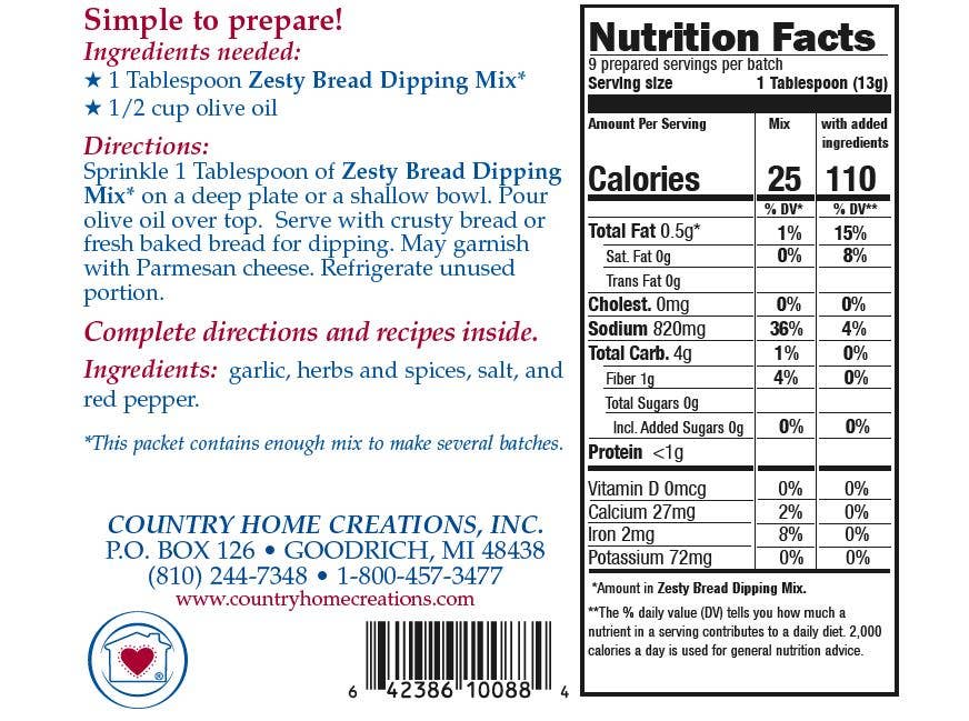 Zesty Bread Dipping Mix