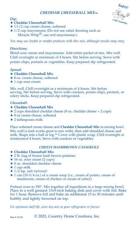 Country Home Creations - Cheddar Cheeseball Mix
