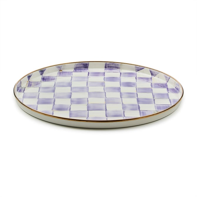 Round Tray Violet Check