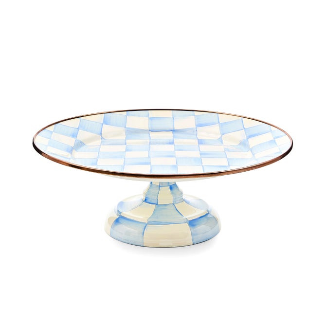 Small Pedestal Platter Violet Check