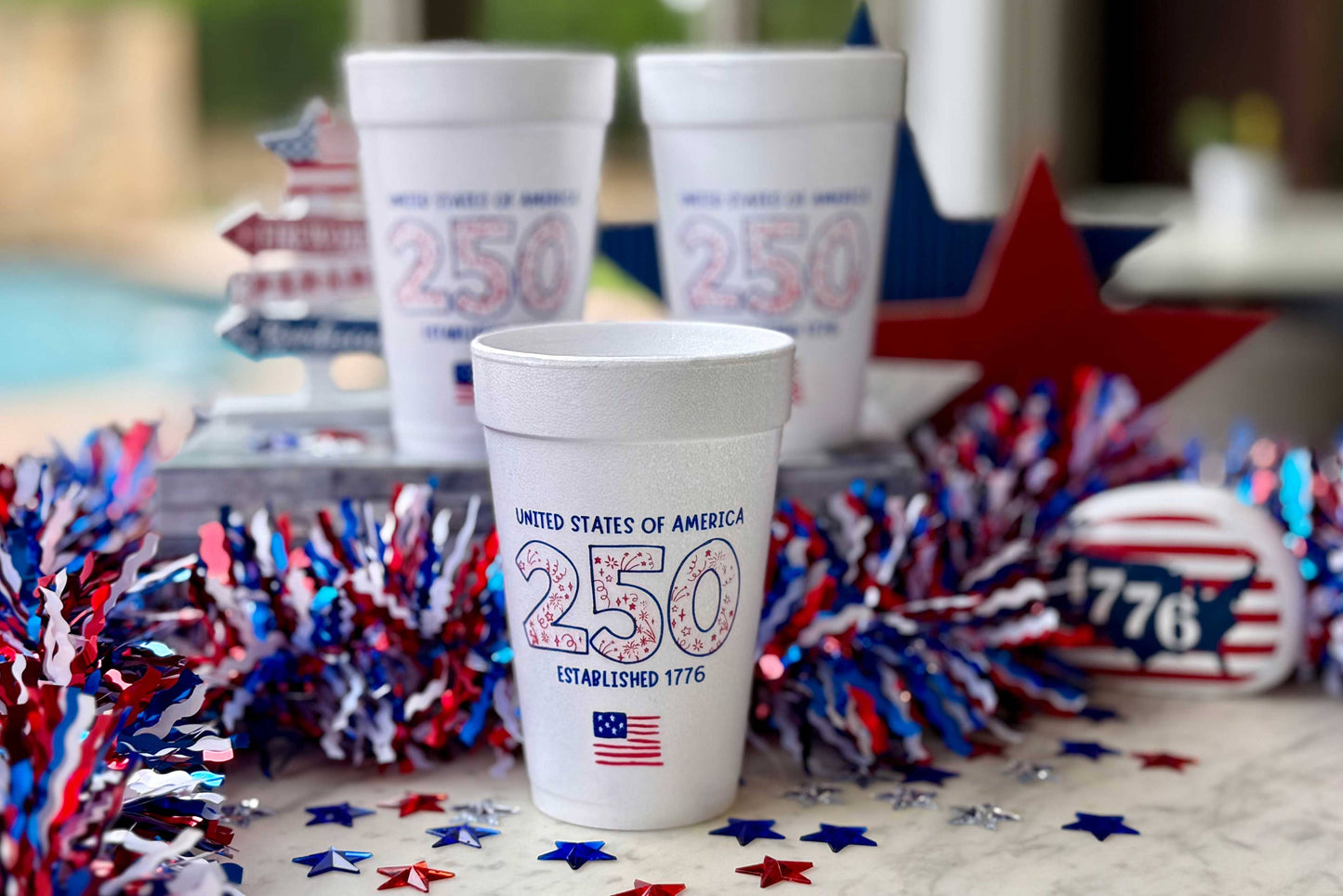 Two Funny Girls - July 4th/Patriotic - USA 250 Doodles (Foam Cup 10 Pack)