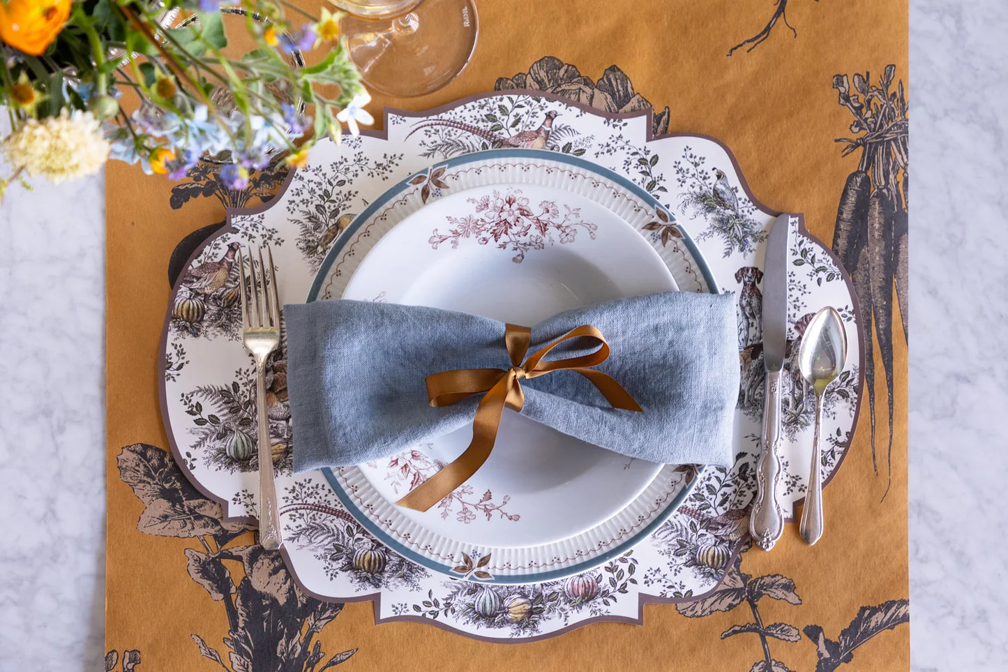 Die-Cut Harvest Toile Frame Placemat - 12 Sheets