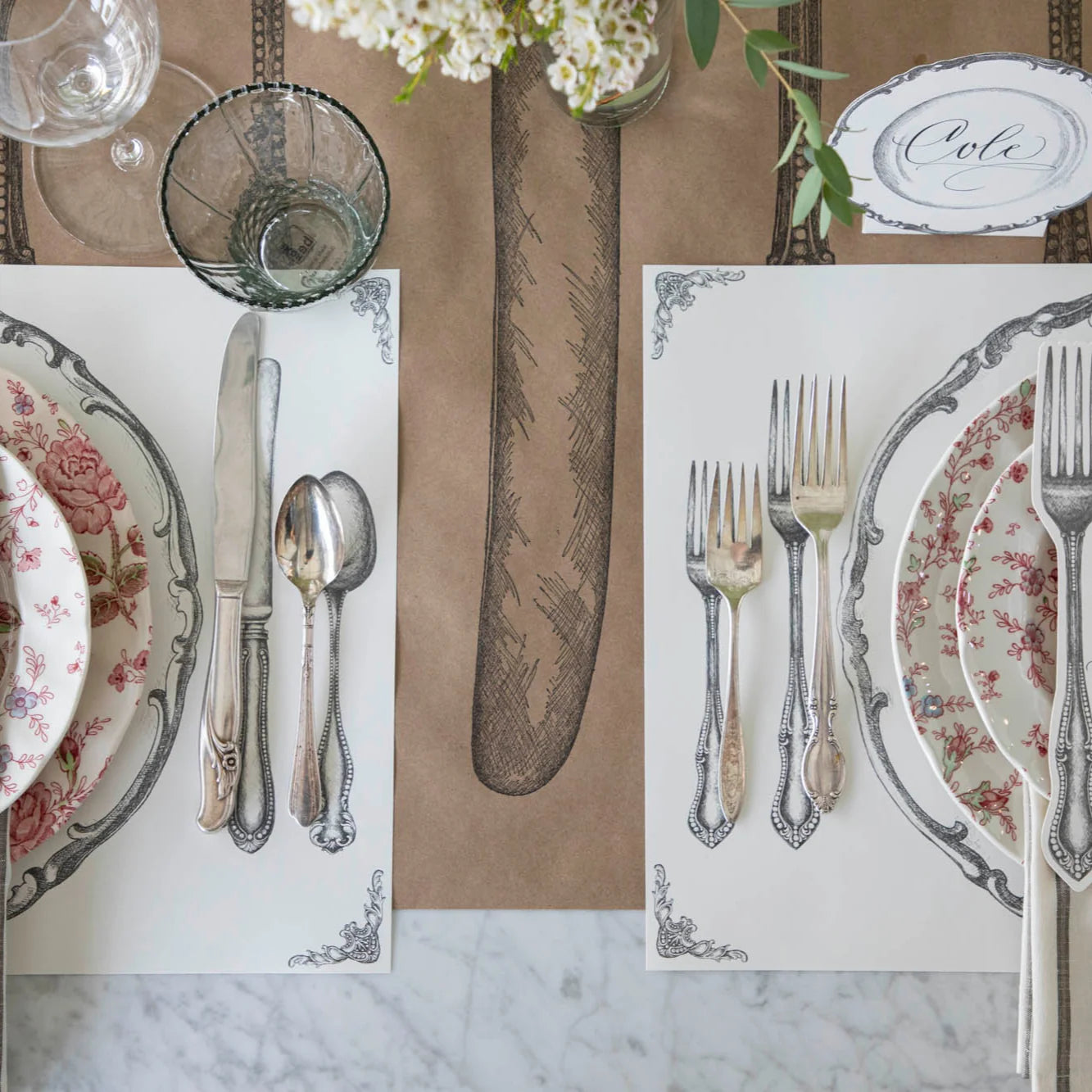 Cutlery on Kraft Table Runner - 30" x 25'