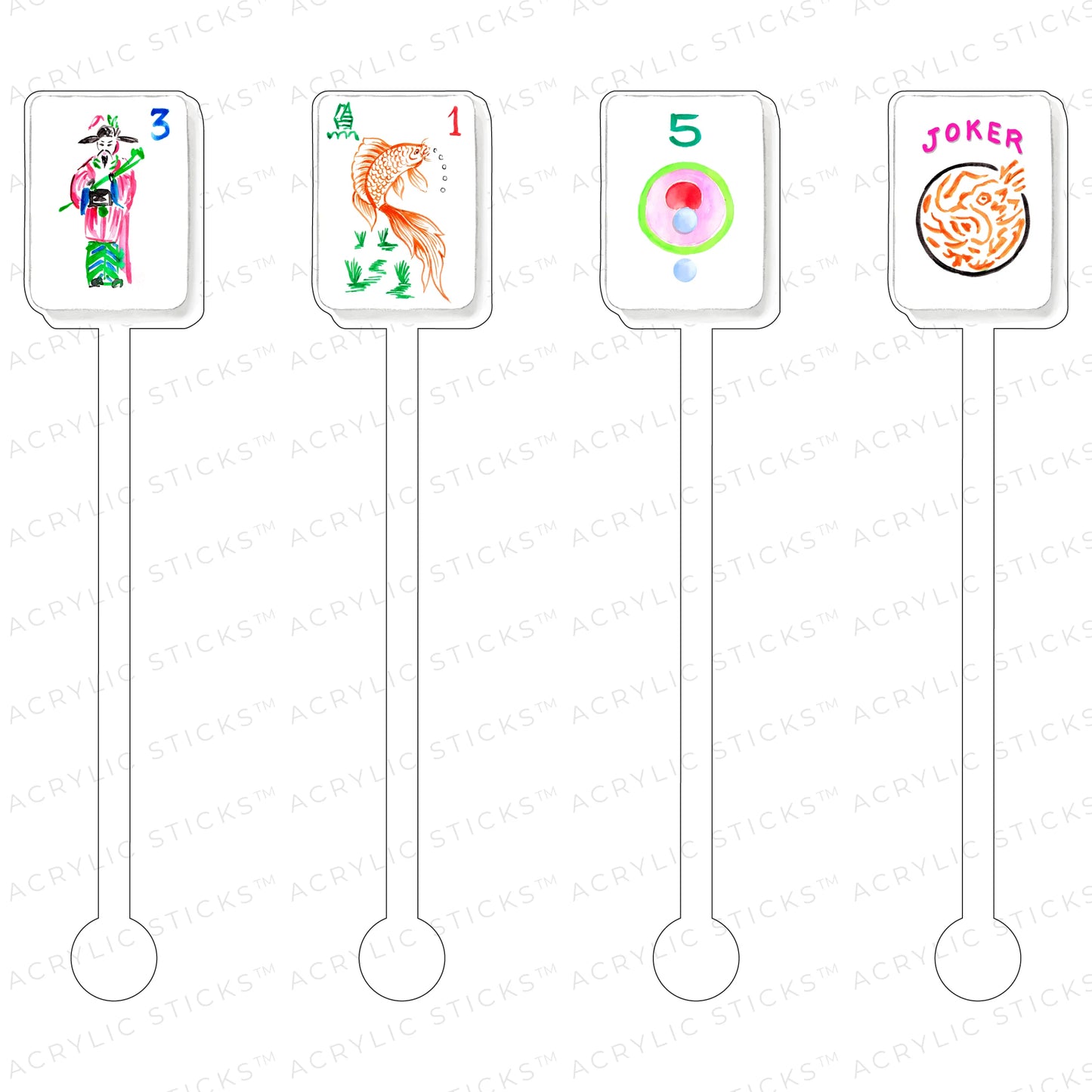 Let's Play Mahjong Acrylic Stir Sticks Combo