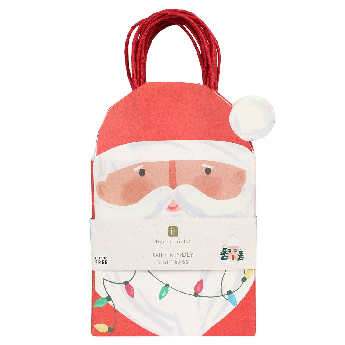 Fun Guy Santa Christmas Paper Gift Bags | 8 Pack |