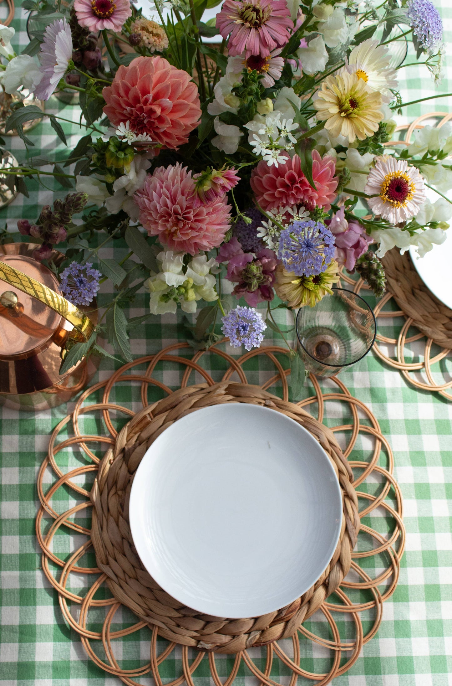 Galley and Fen - Moss Ruffled Gingham Tablecloth
