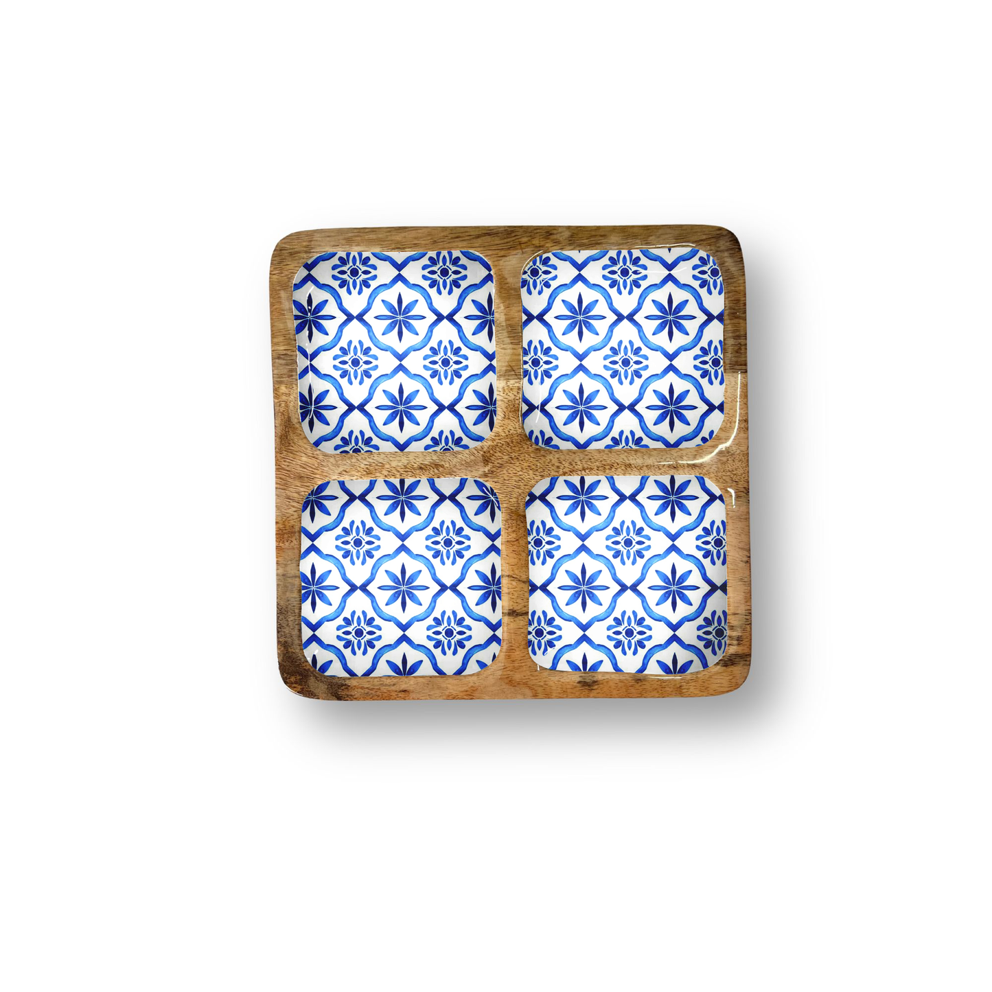 Blue Tile 12" Quad Tray w/ 4 Compartments