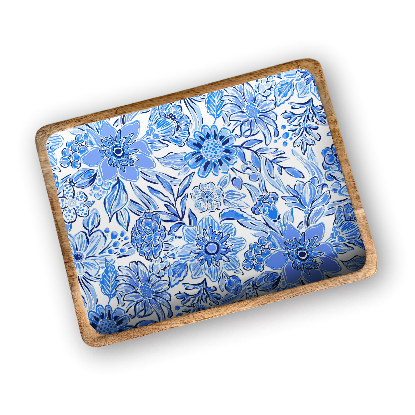 Blue Floral 13'X17" Decorative Tray Item 3-07