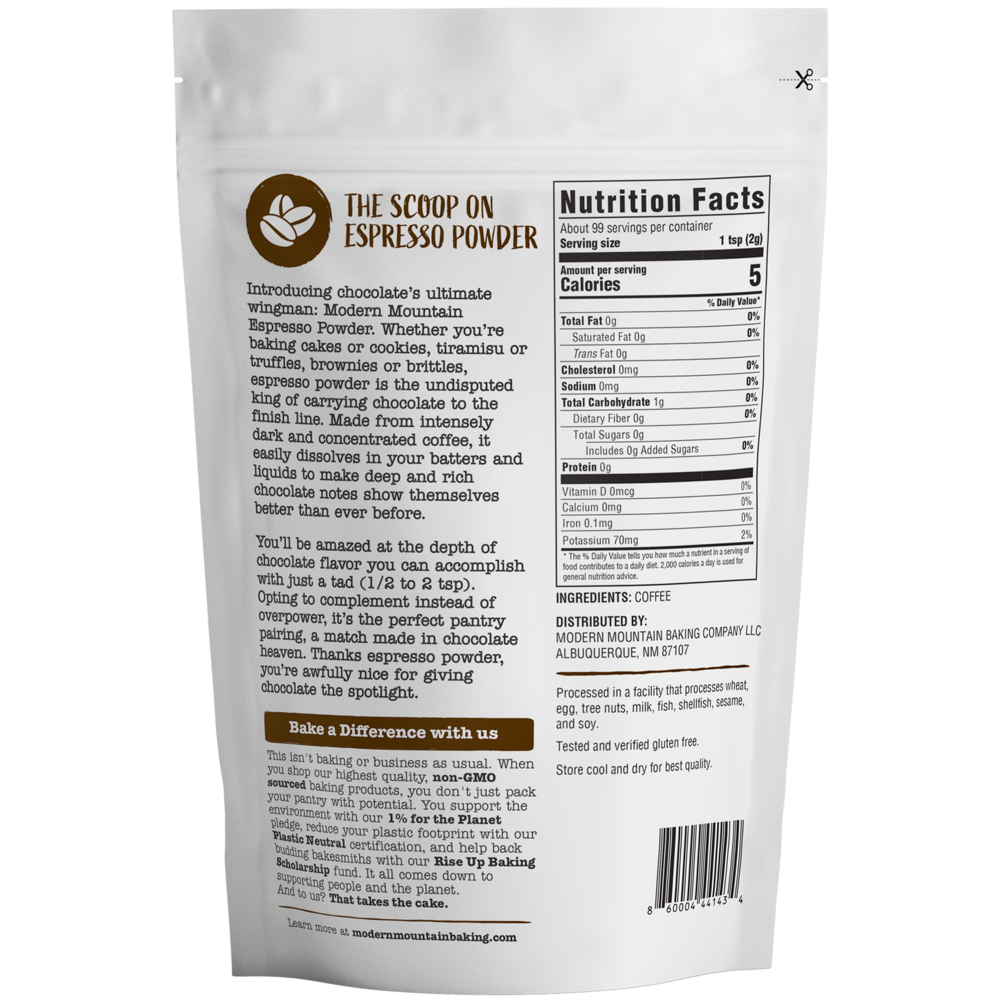 Modern Mountain Baking Company - Espresso Powder - Instant Espresso for Baking