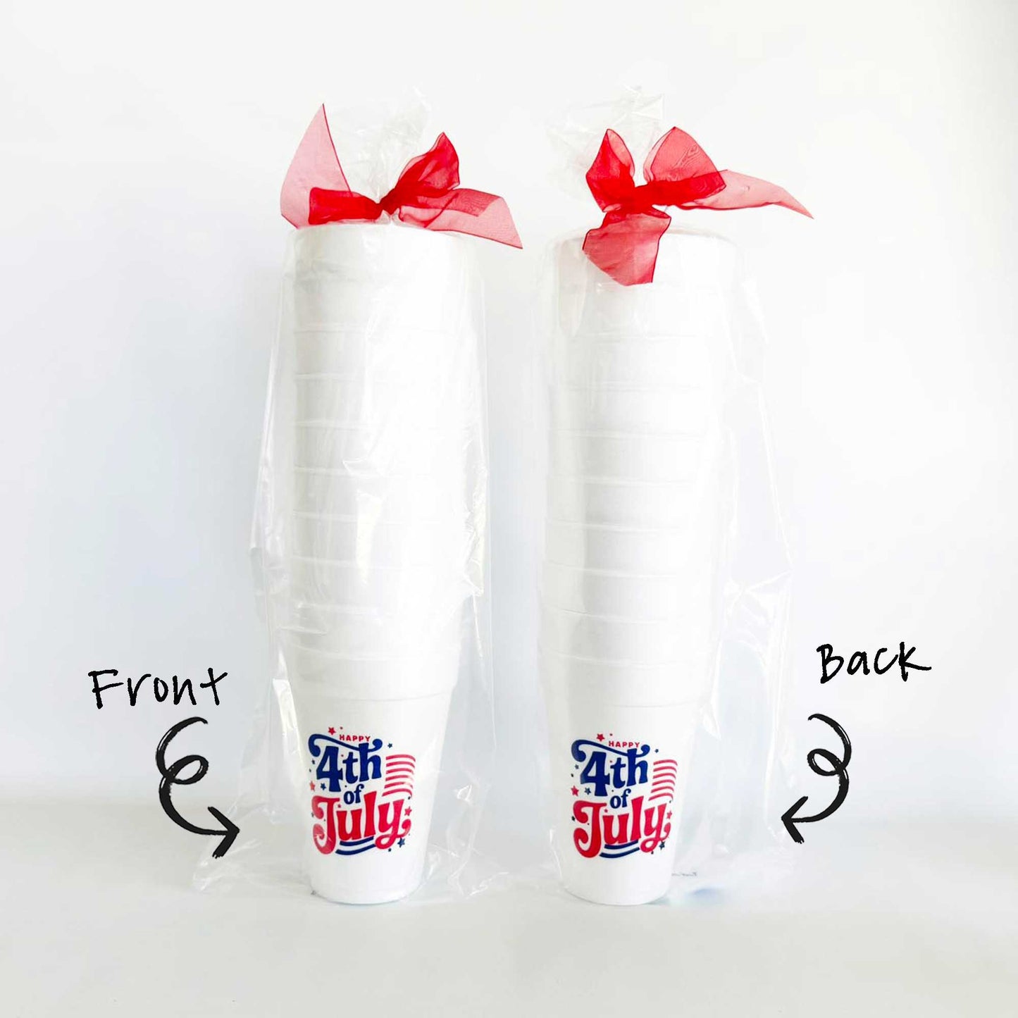 July 4th/Patriotic--Happy 4th with Stripes Foam Cup (10 ct)