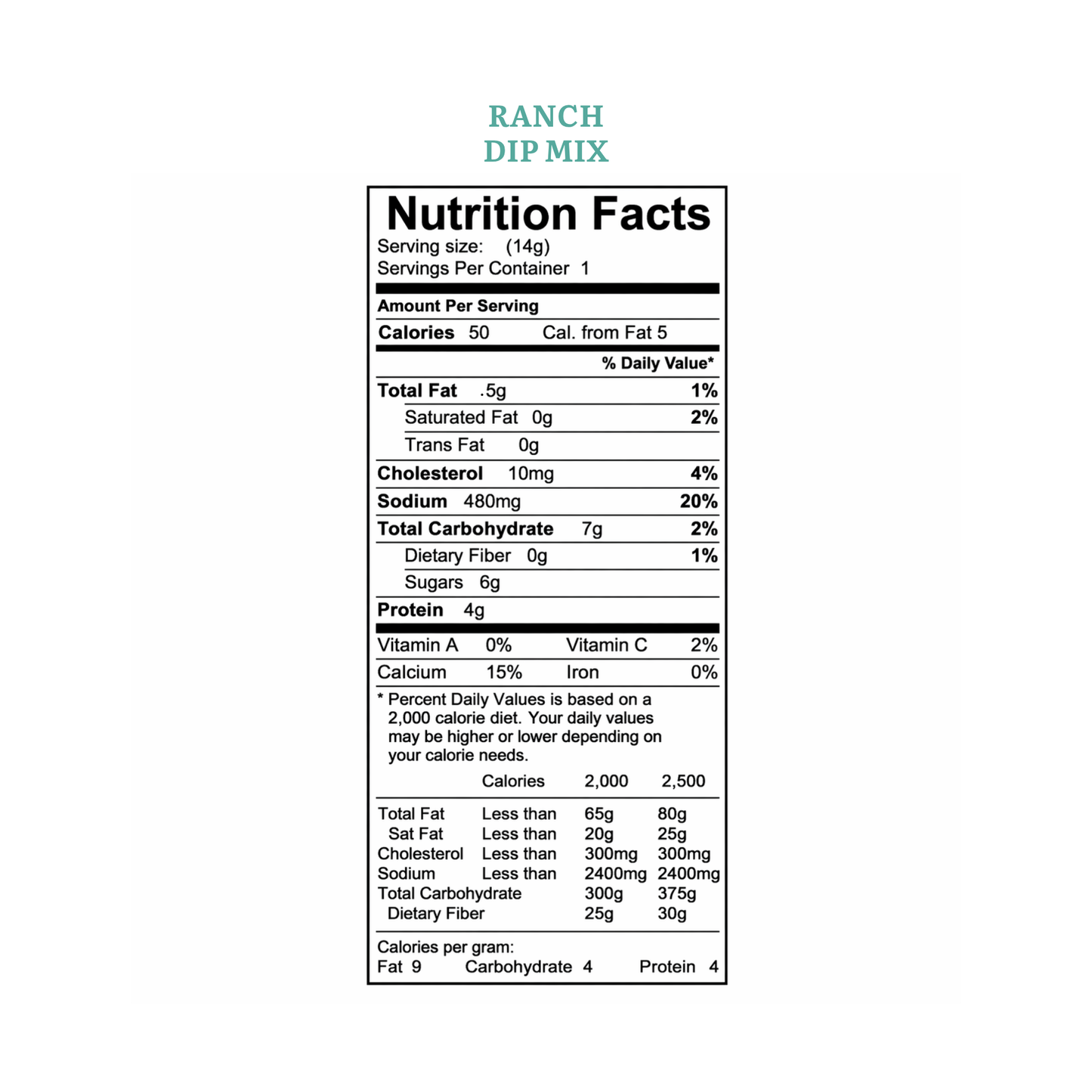 Mills Gourmet - Dip Mix - Ranch - .5 oz Kraft Pillow Box