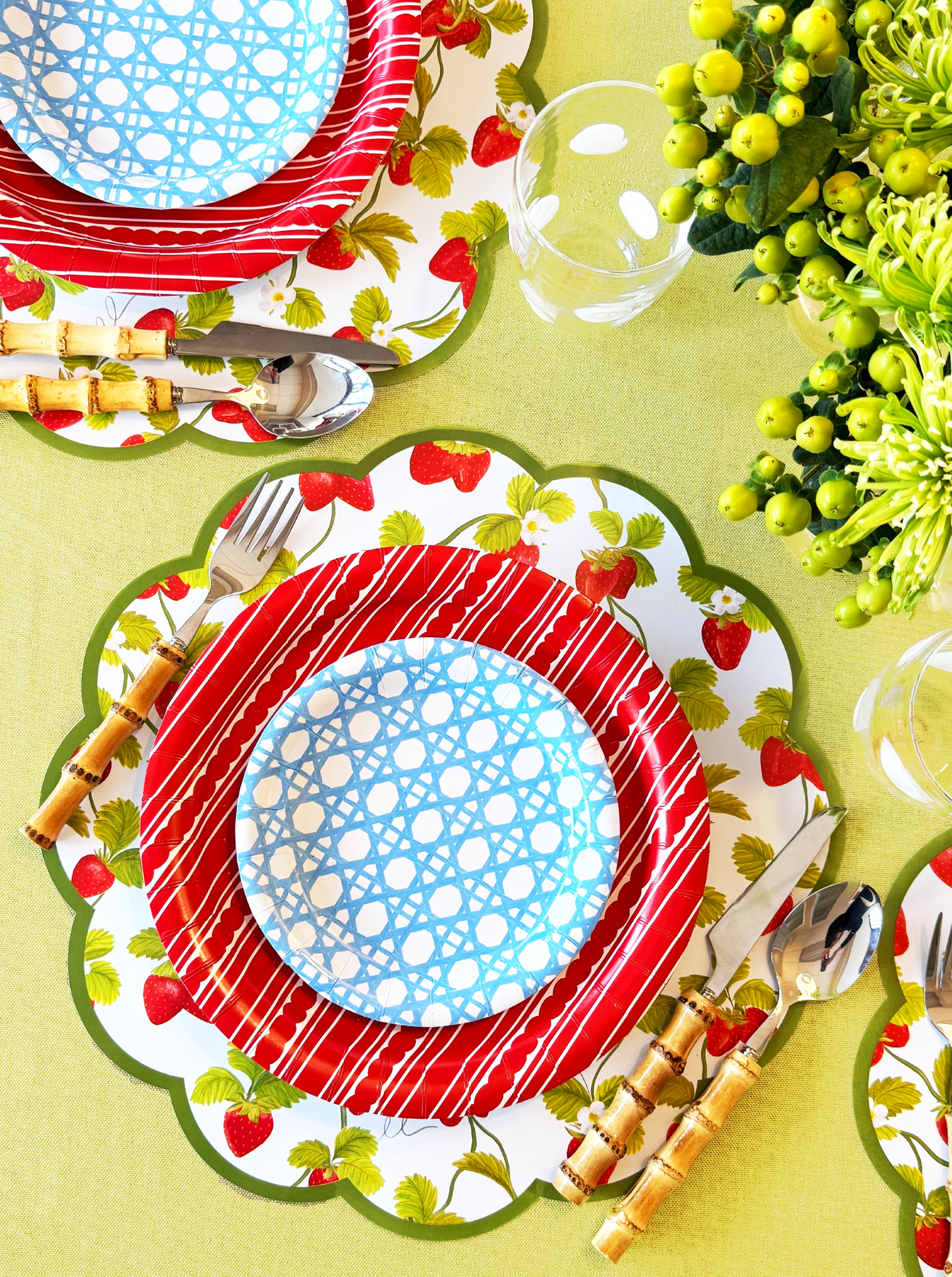 Lucy Grymes Designs - Blue Cane Heavy-Duty Paper Plates (7" and 10") | Set of 8