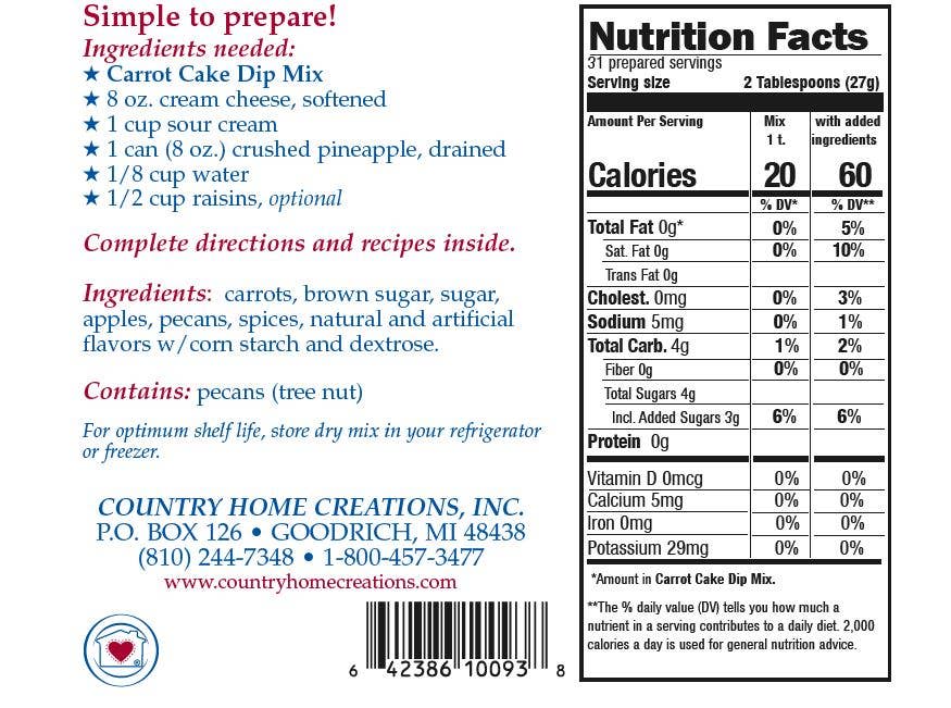 Country Home Creations - Carrot Cake Dip Mix