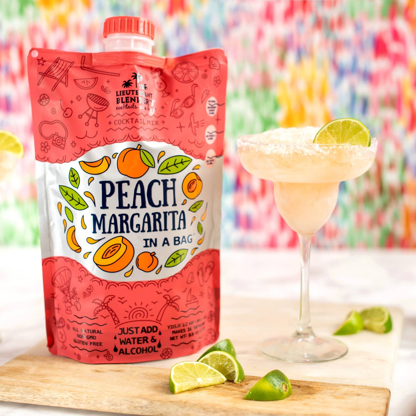 Lieutenant Blender's Cocktail Mixes - Peach Margarita in a Bag® Cocktail / Mocktail Slushie Mixer
