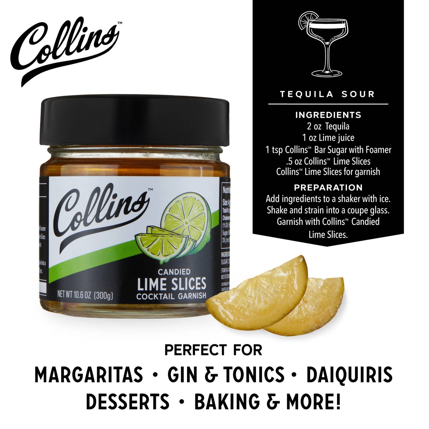 Collins - Candied Lime Slices in Syrup 10.6 oz