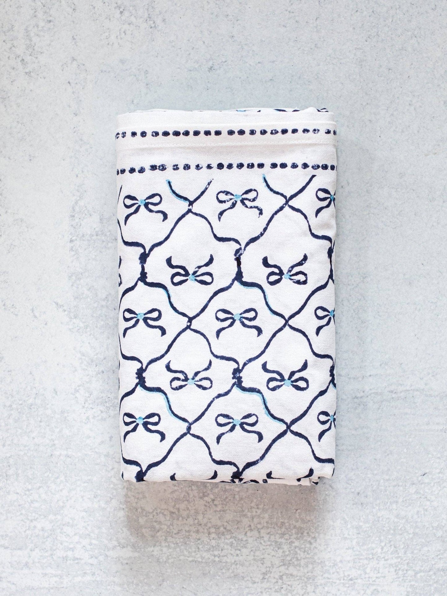 Mended - Table Throw - Lattice Bow, Uniform Blue & Navy