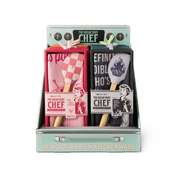 DM Merchandising - Two Left Feet The Reluctant Chef Tea Towel & Spatula Set Ast