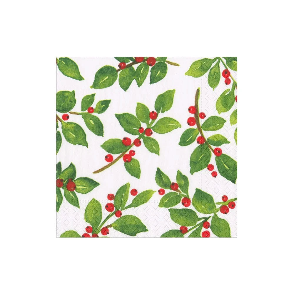 Painted Holly White Napkins