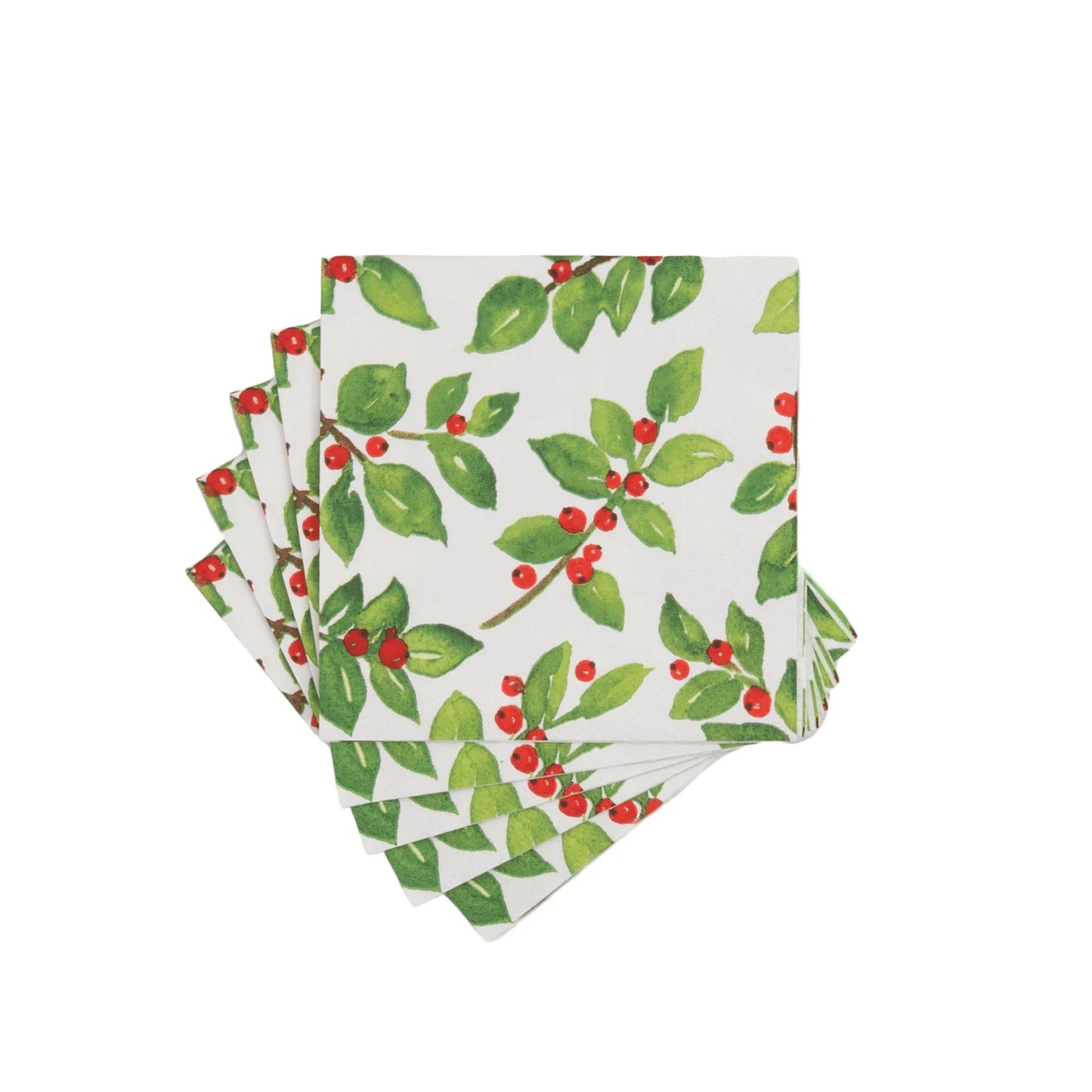Painted Holly White Napkins