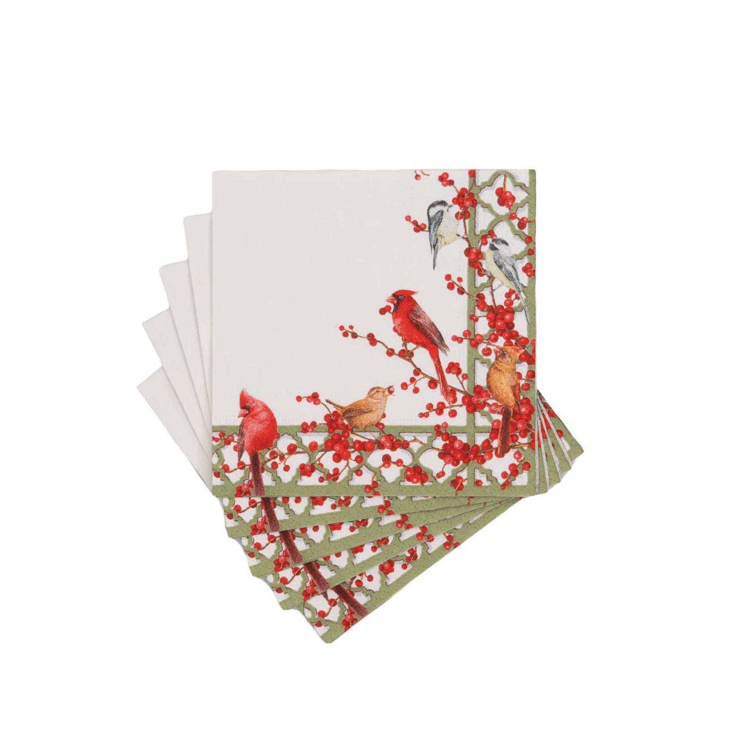 Winter Birds and Berries Cocktail Napkins