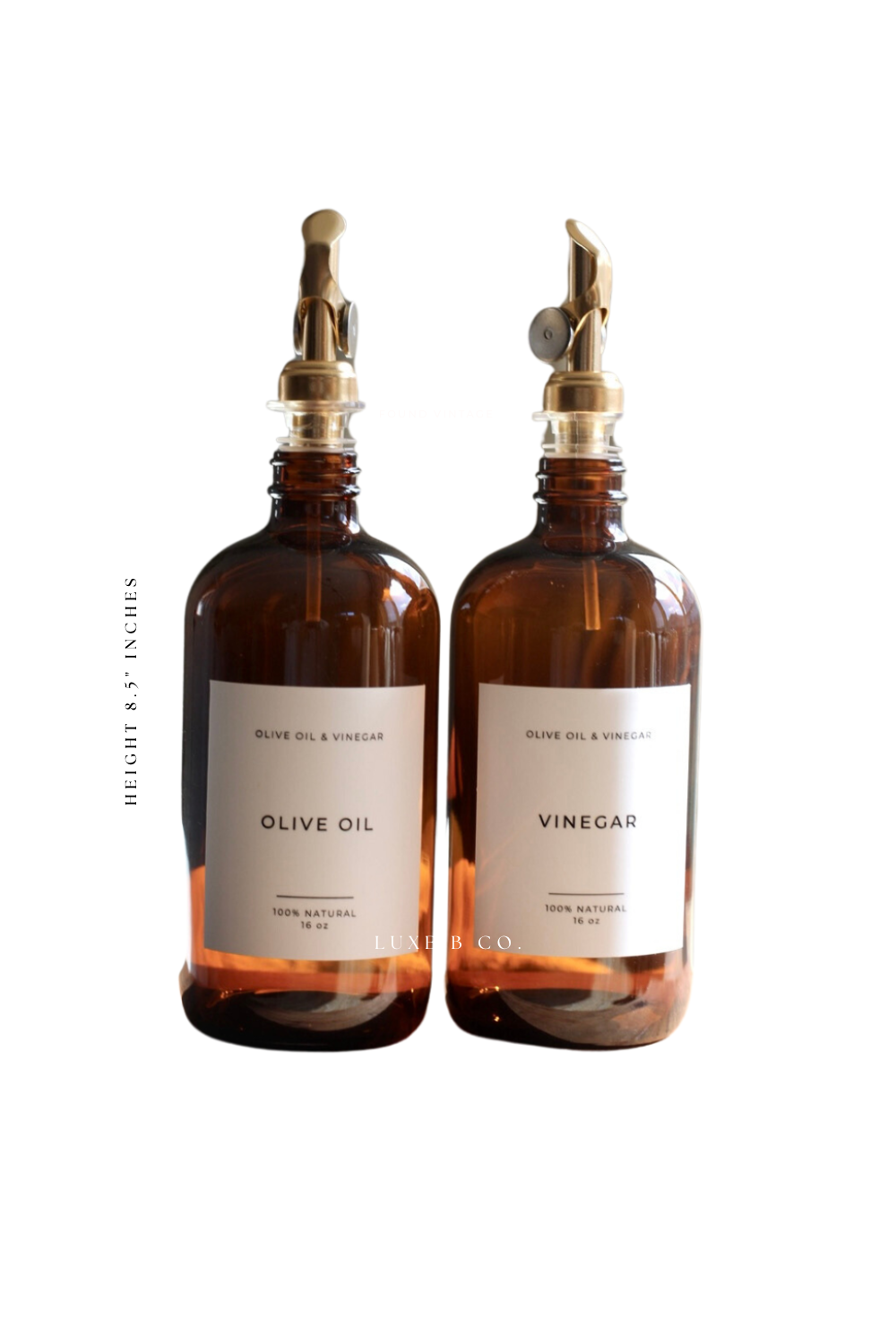 Luxe B Co - Glass Dispenser Amber Olive Oil & Vinegar Refillable Bottles