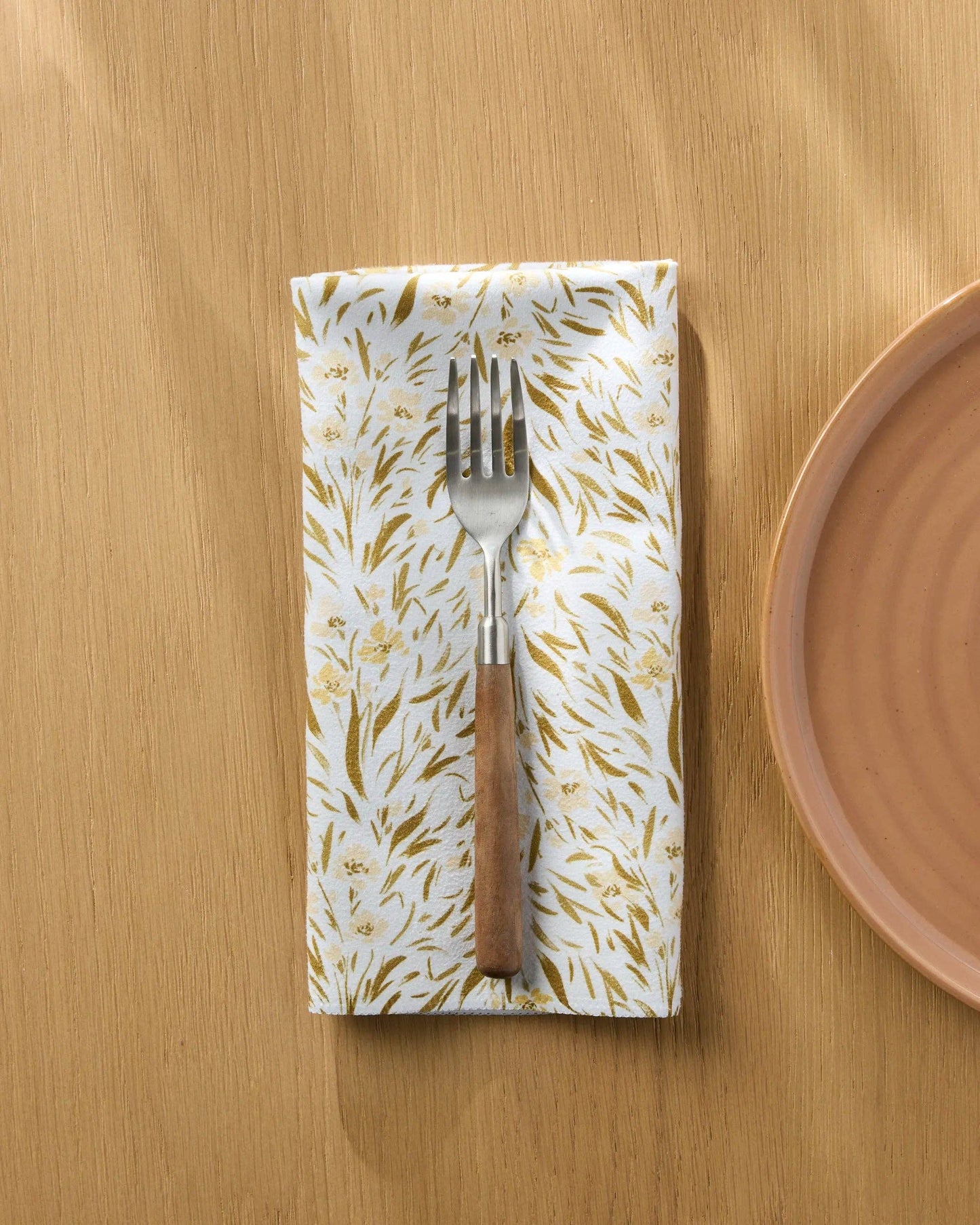 Yellow Floral Dinner Napkin Set