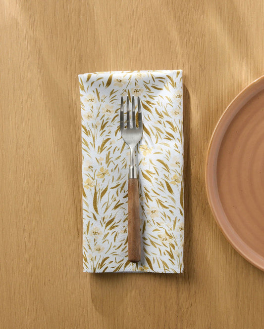 Yellow Floral Dinner Napkin Set