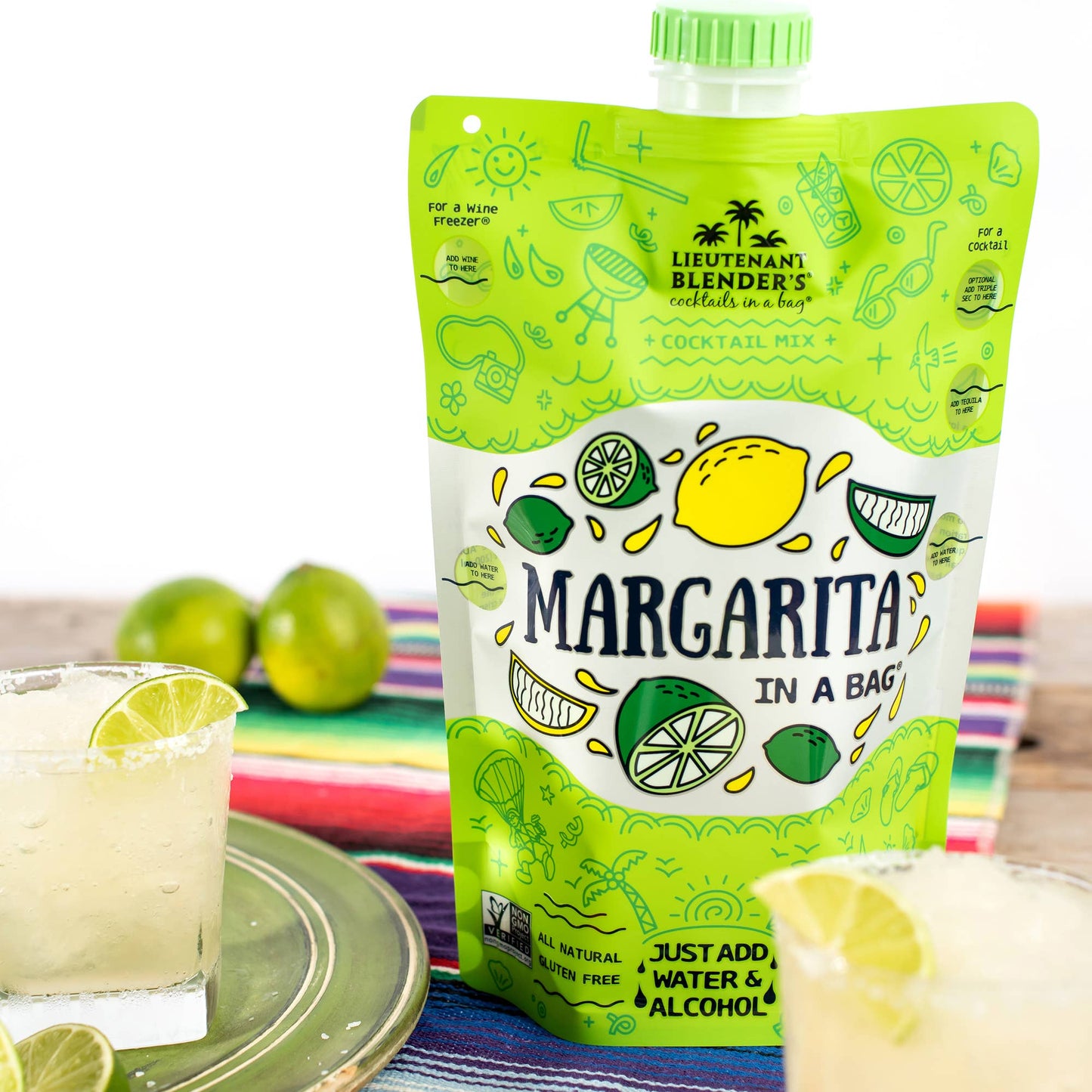 Lieutenant Blender's Cocktail Mixes - Margarita in a Bag® Cocktail / Mocktail Slushie Mixer
