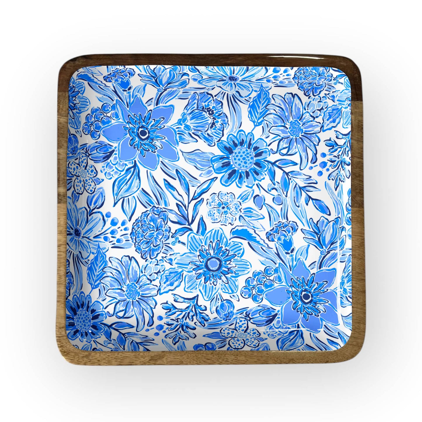 Blue Floral Square Trays