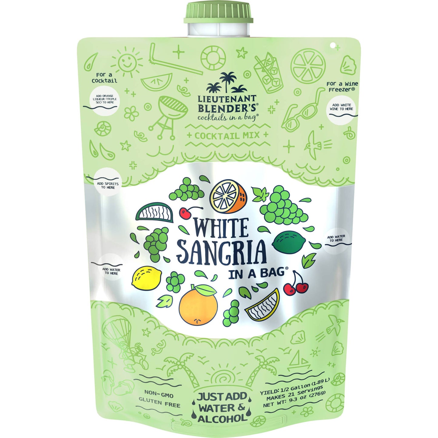 Lieutenant Blender's Cocktail Mixes - White Sangria in a Bag® Cocktail / Mocktail Slushie Mixer