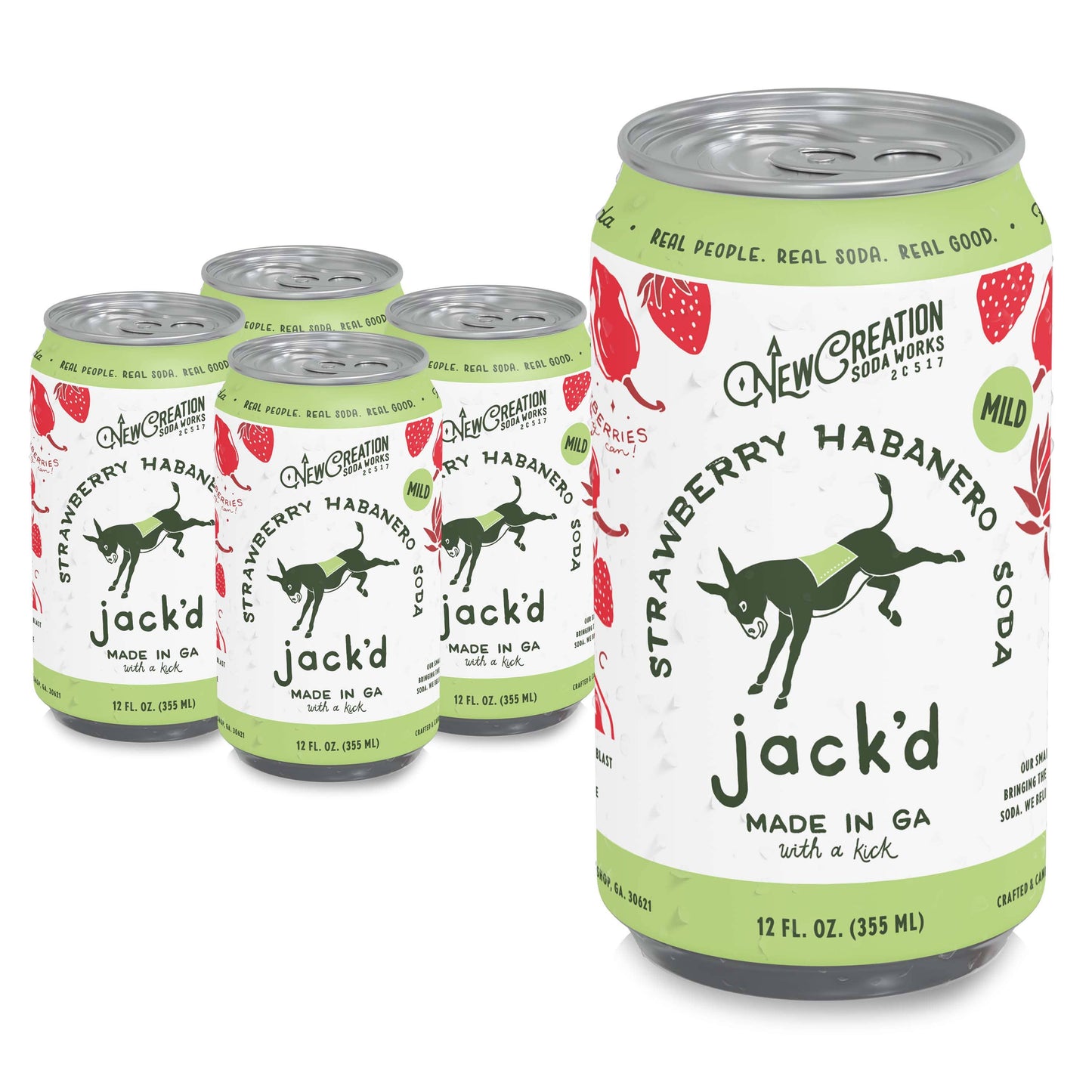 New Creation Soda - Jack'd Strawberry Habanero Soda (Case of 16)