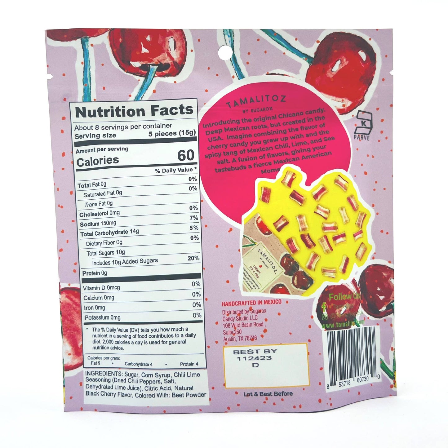 Sugarox Candy Studio LLC - CHERRY IT'S A FIRE TAMALITOZ CANDY 12 CT