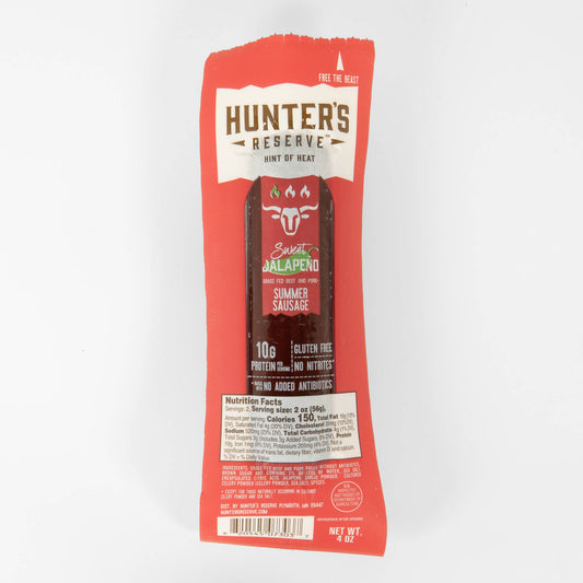 Hunter's Reserve - 4oz Sweet Jalapeno Beef Summer Sausage Grass Fed Beef