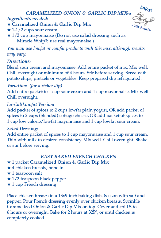 Country Home Creations - Caramelized Onion & Garlic Dip Mix