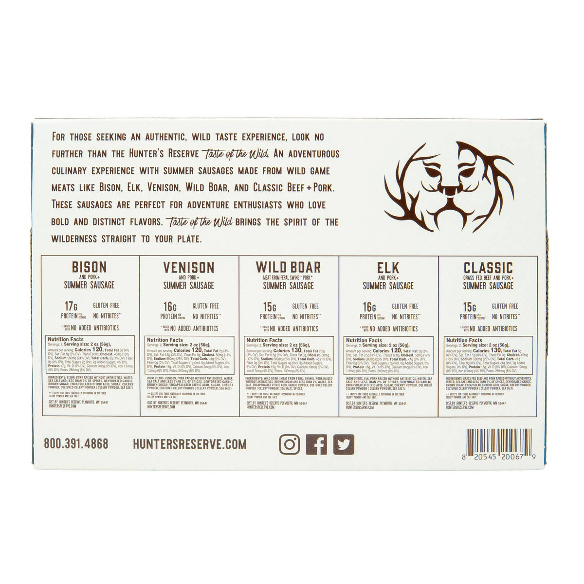 Taste of the Wild Holiday Gift Box- Five 4oz Summer Sausages