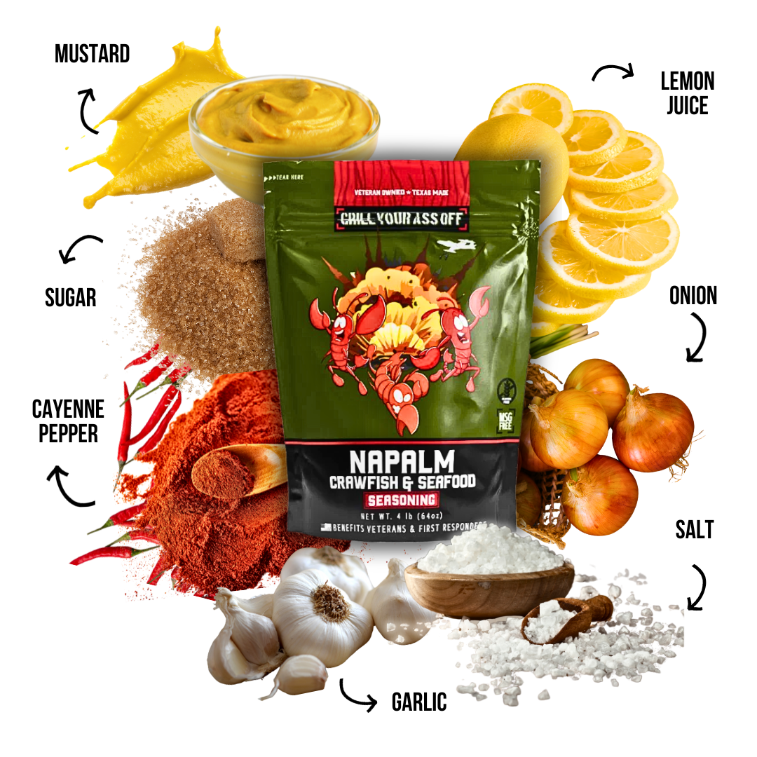 Grill Your Ass Off - Spices, Rubs, Seasonings, Sauces, Jerky - Napalm Crawfish & Seafood Boil™ - Bold Cajun Flavor