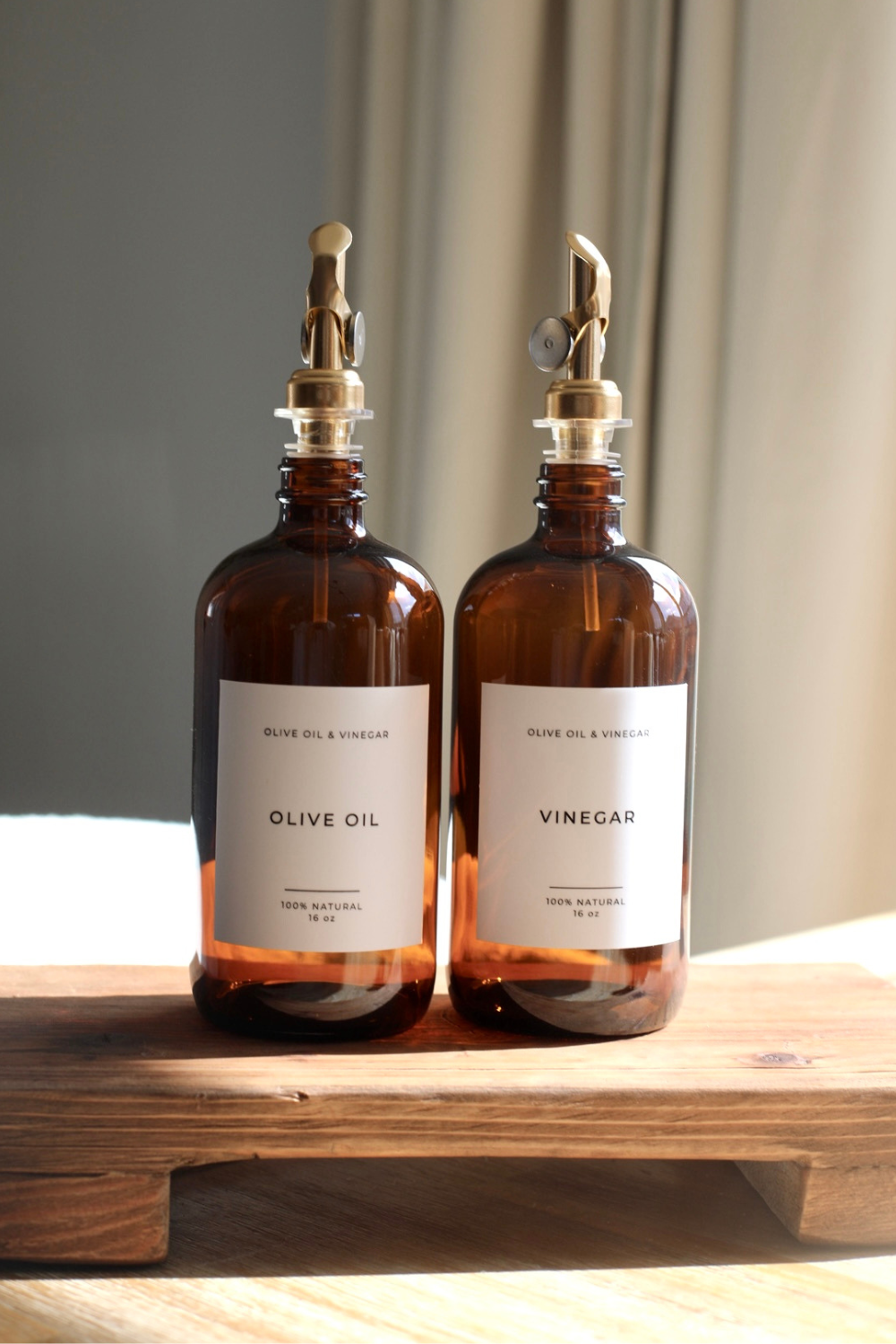Luxe B Co - Glass Dispenser Amber Olive Oil & Vinegar Refillable Bottles