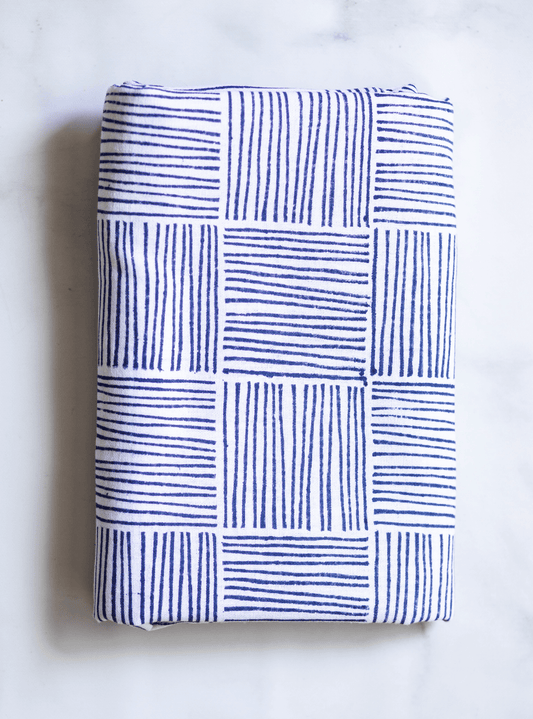 Mended - Table Throw - Striped, Navy