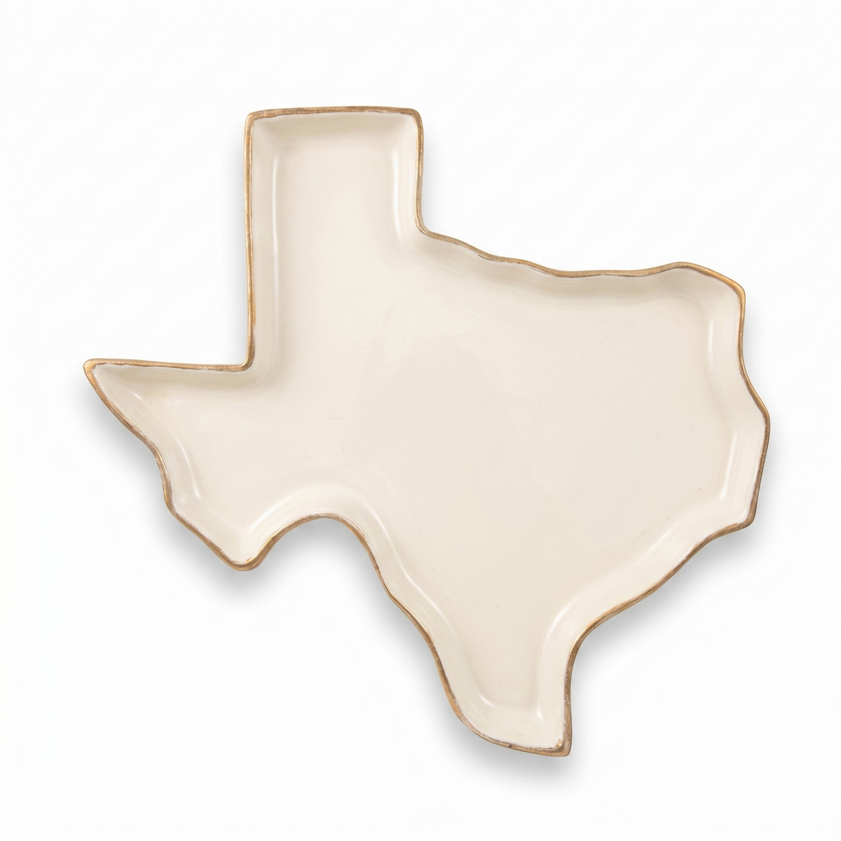White and Gold Enamel Texas Tray
